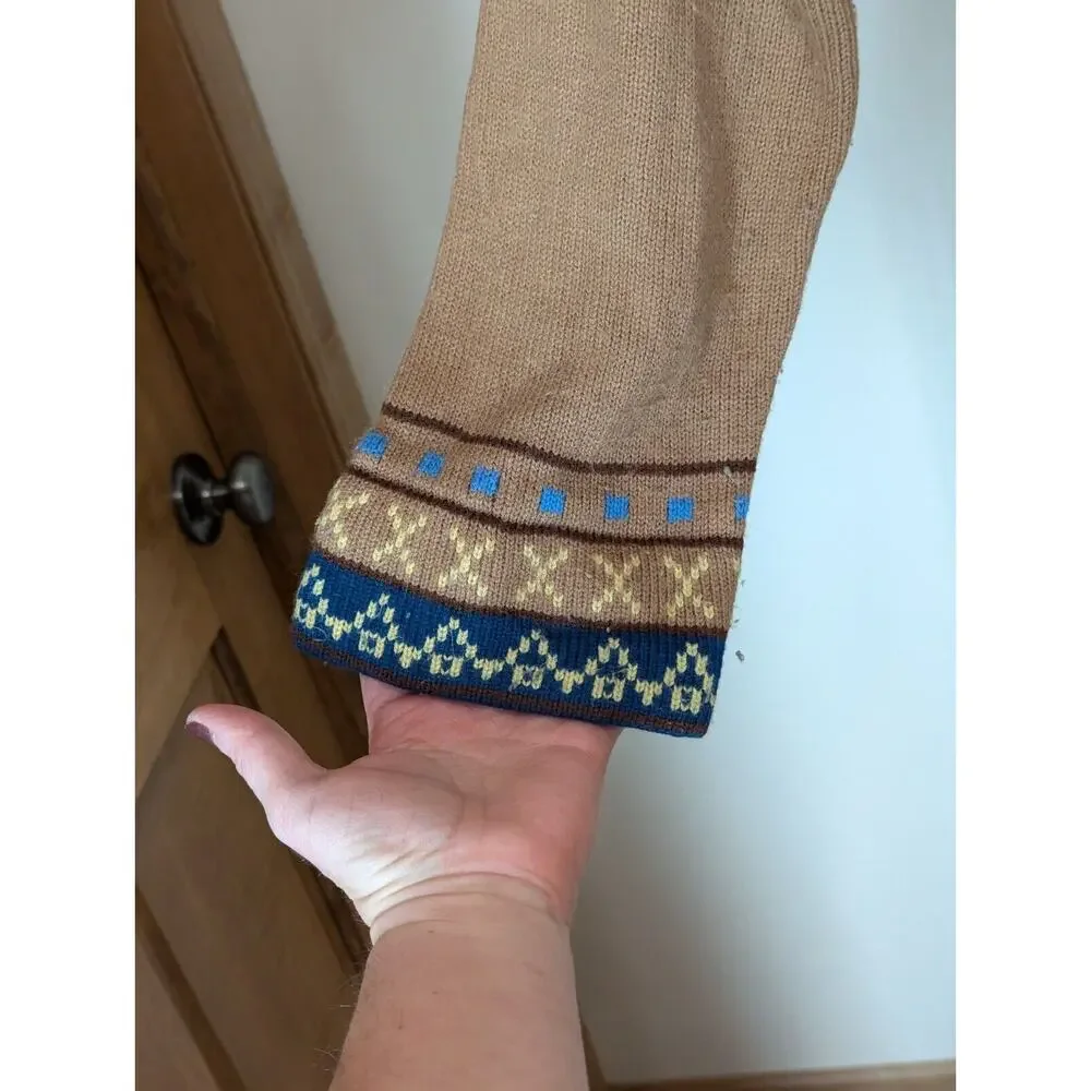 Vintage 1980s Knit Cardigan Sweater Sm Brown Open Front Wrap Belted Cottagecore